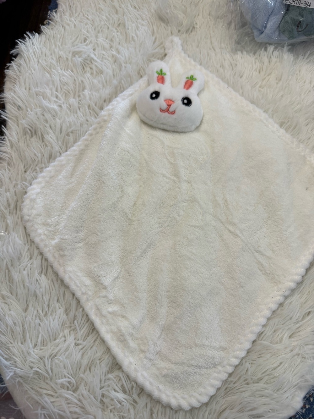 White cute bunny with embroidery details hand towel super soft